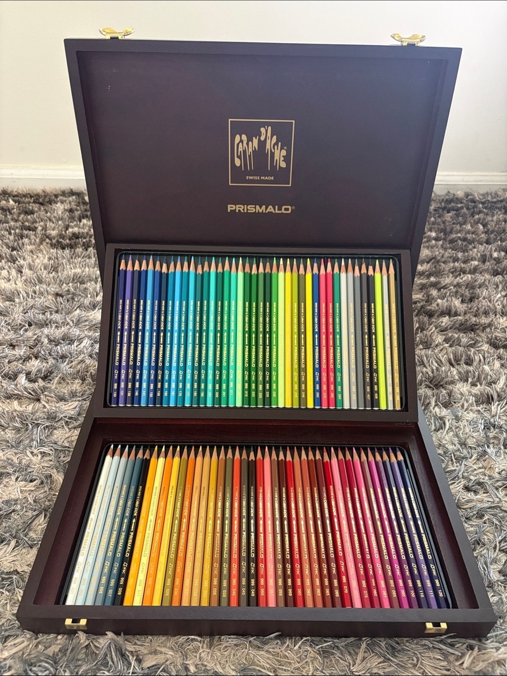 Caran d’Ache Prismalo Aquarelle 80 Colored Pencils Luxury Wooden Box Set - Picture 3 of 16